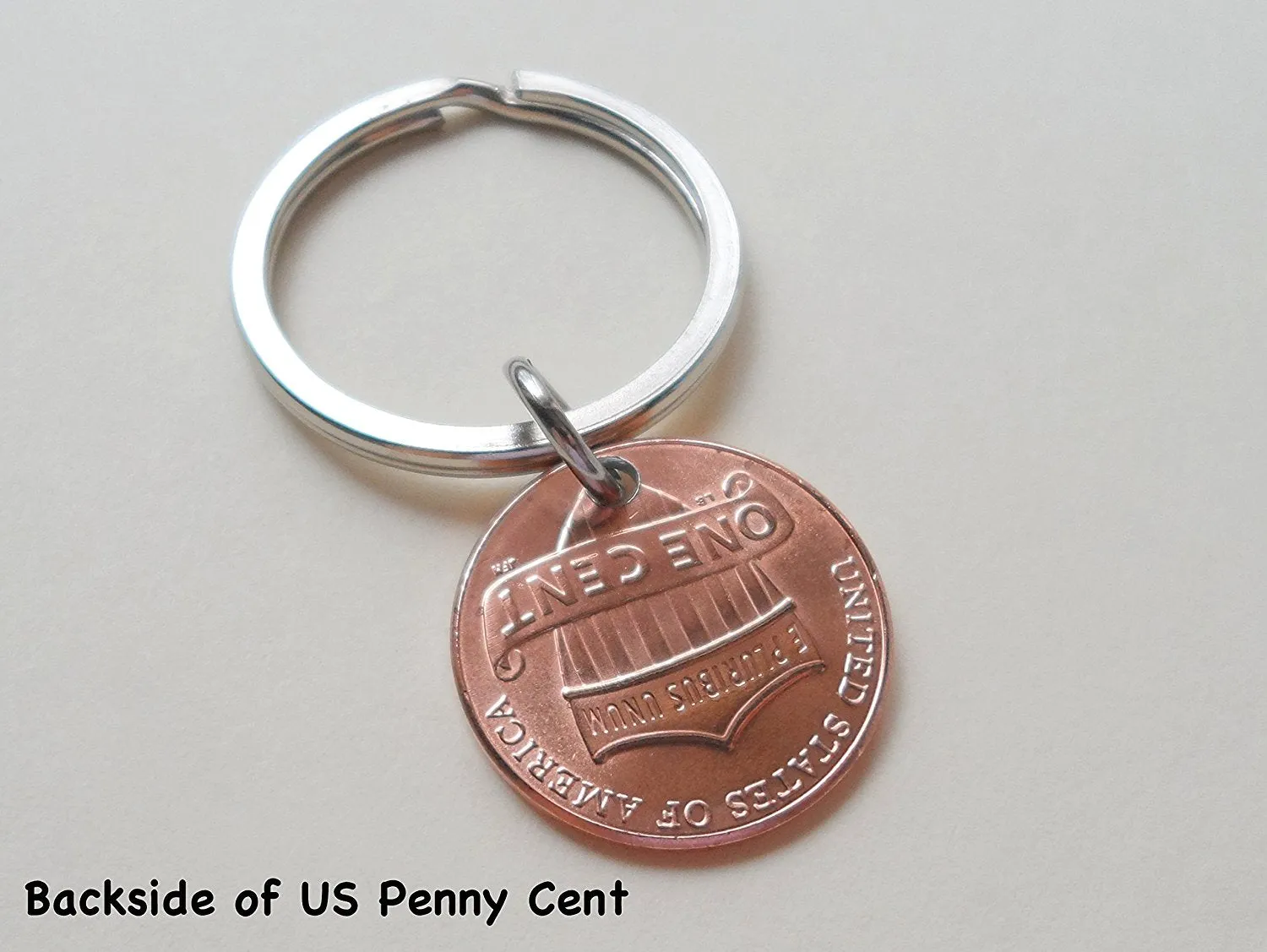 2017 Penny Keychain with Heart Around Year; 8 Year Anniversary Gift, Couples Keychain