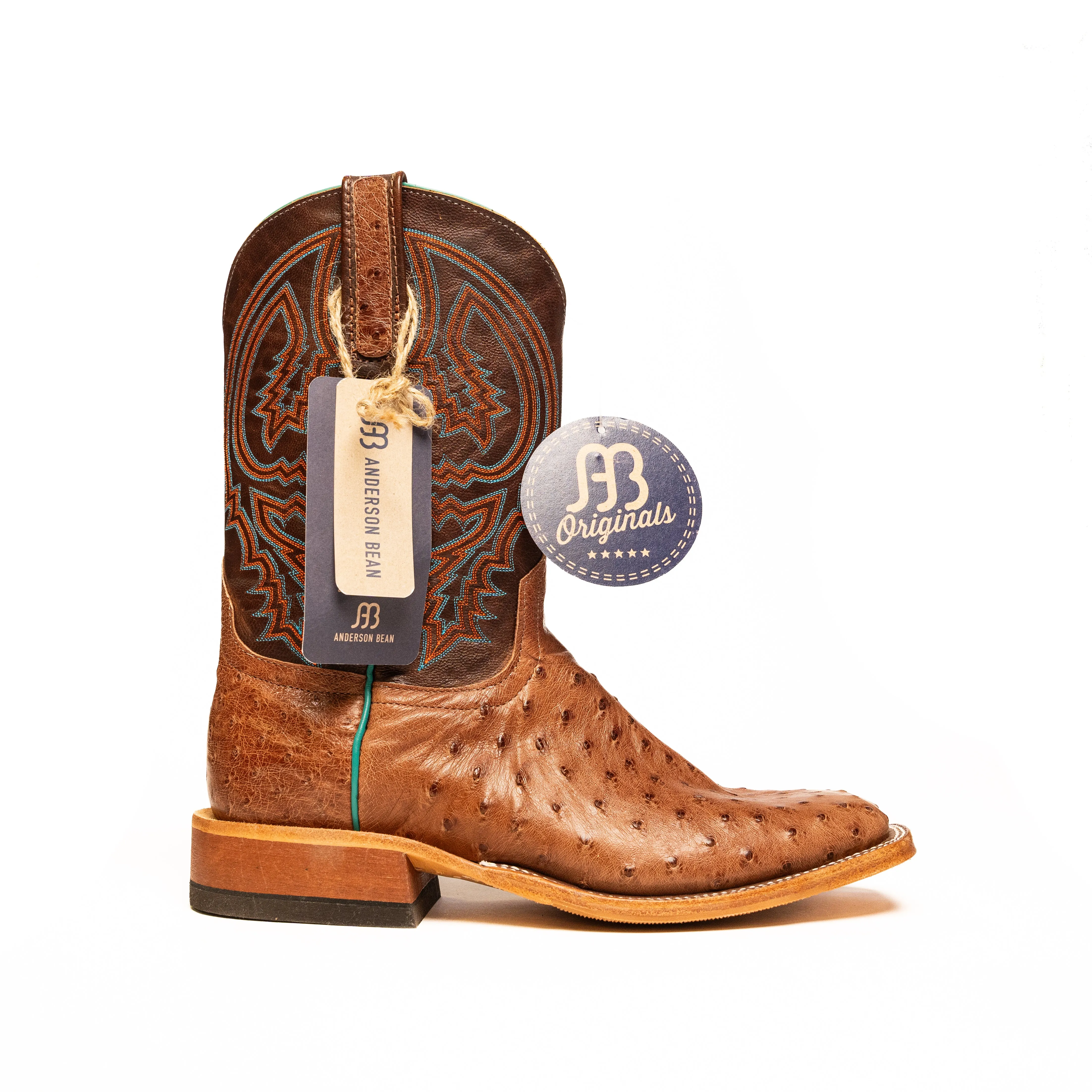 Anderson Bean Rum Brown Ostrich with Brass Explosion Top