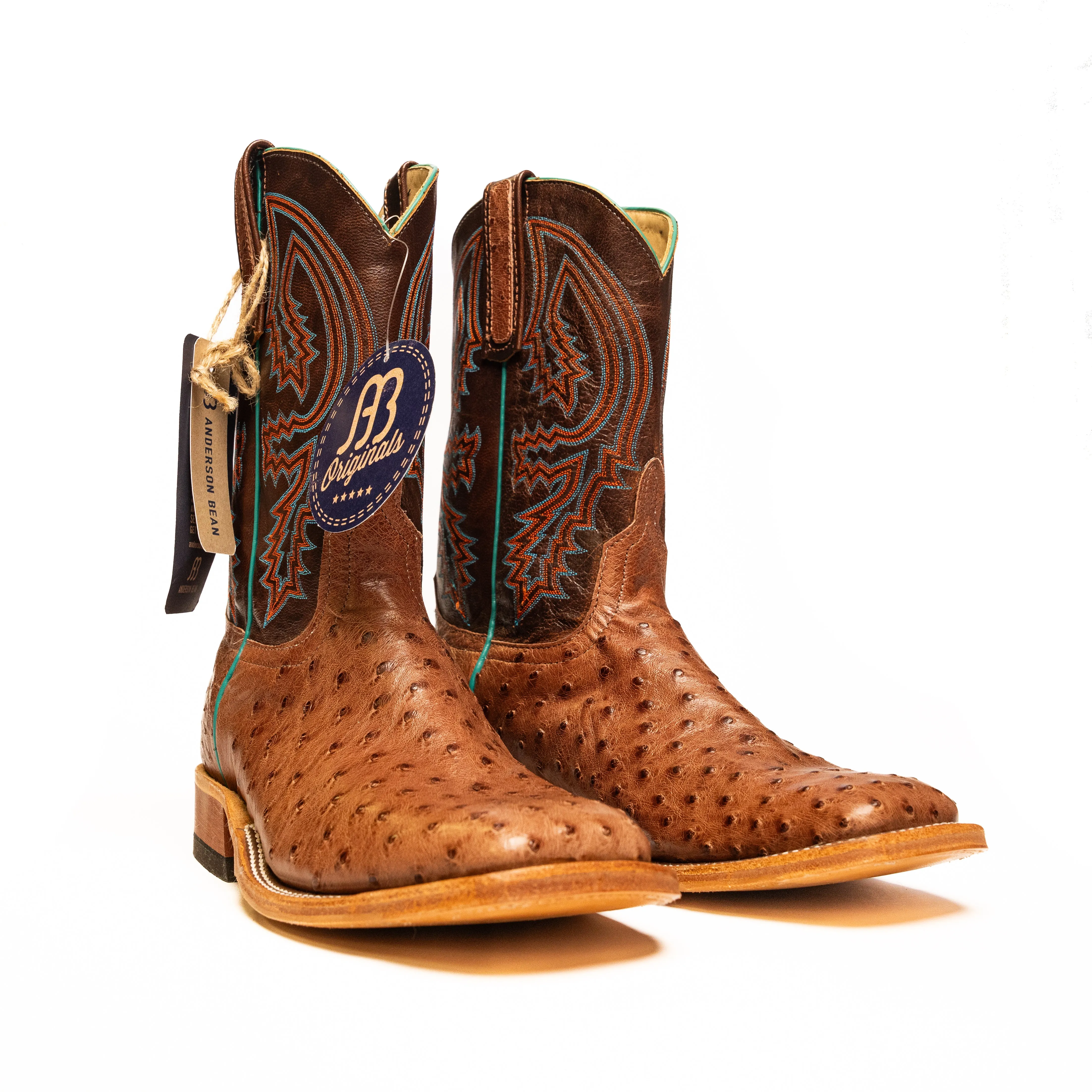 Anderson Bean Rum Brown Ostrich with Brass Explosion Top