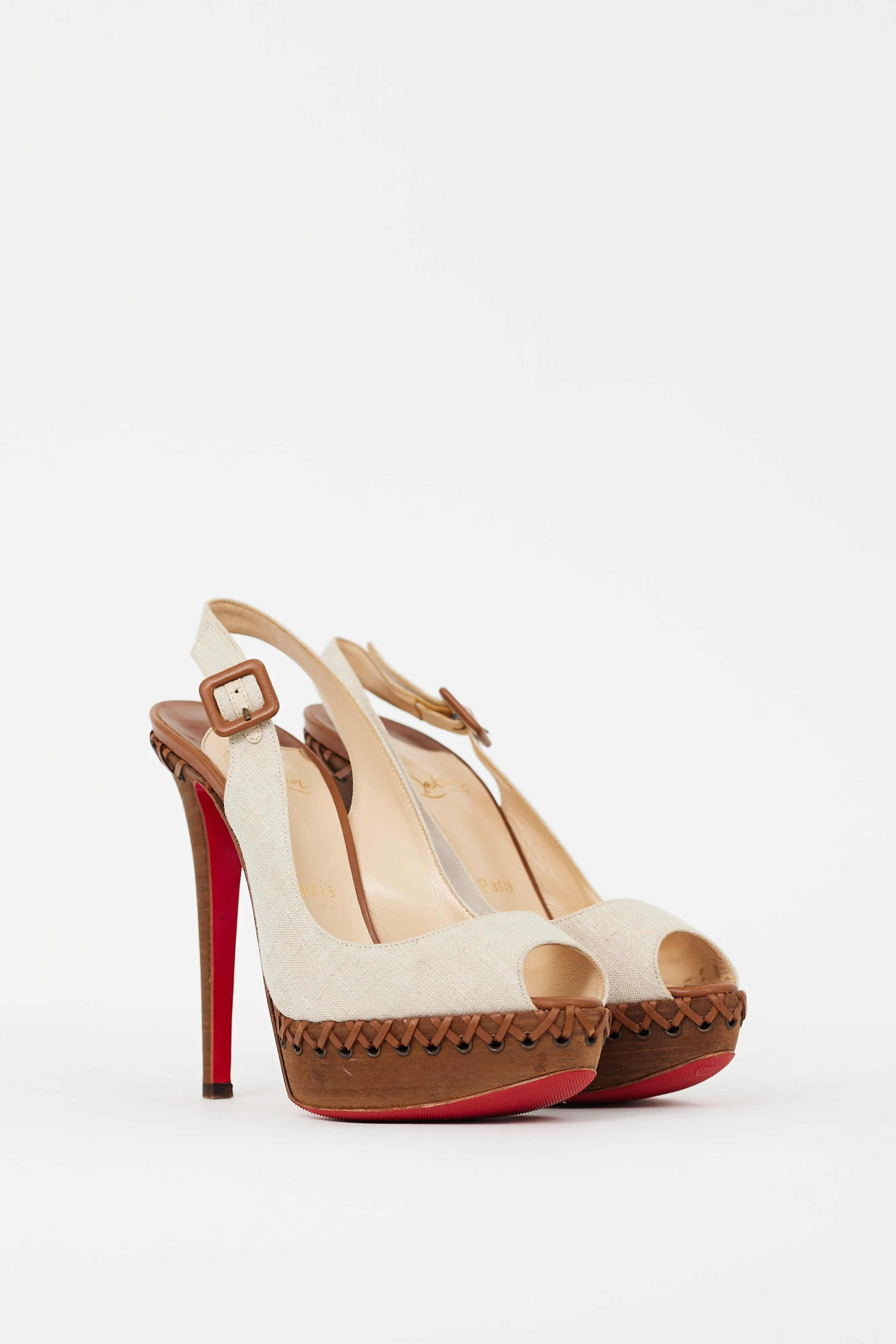 Beige Lady Indiana Cross Stitch Sandal