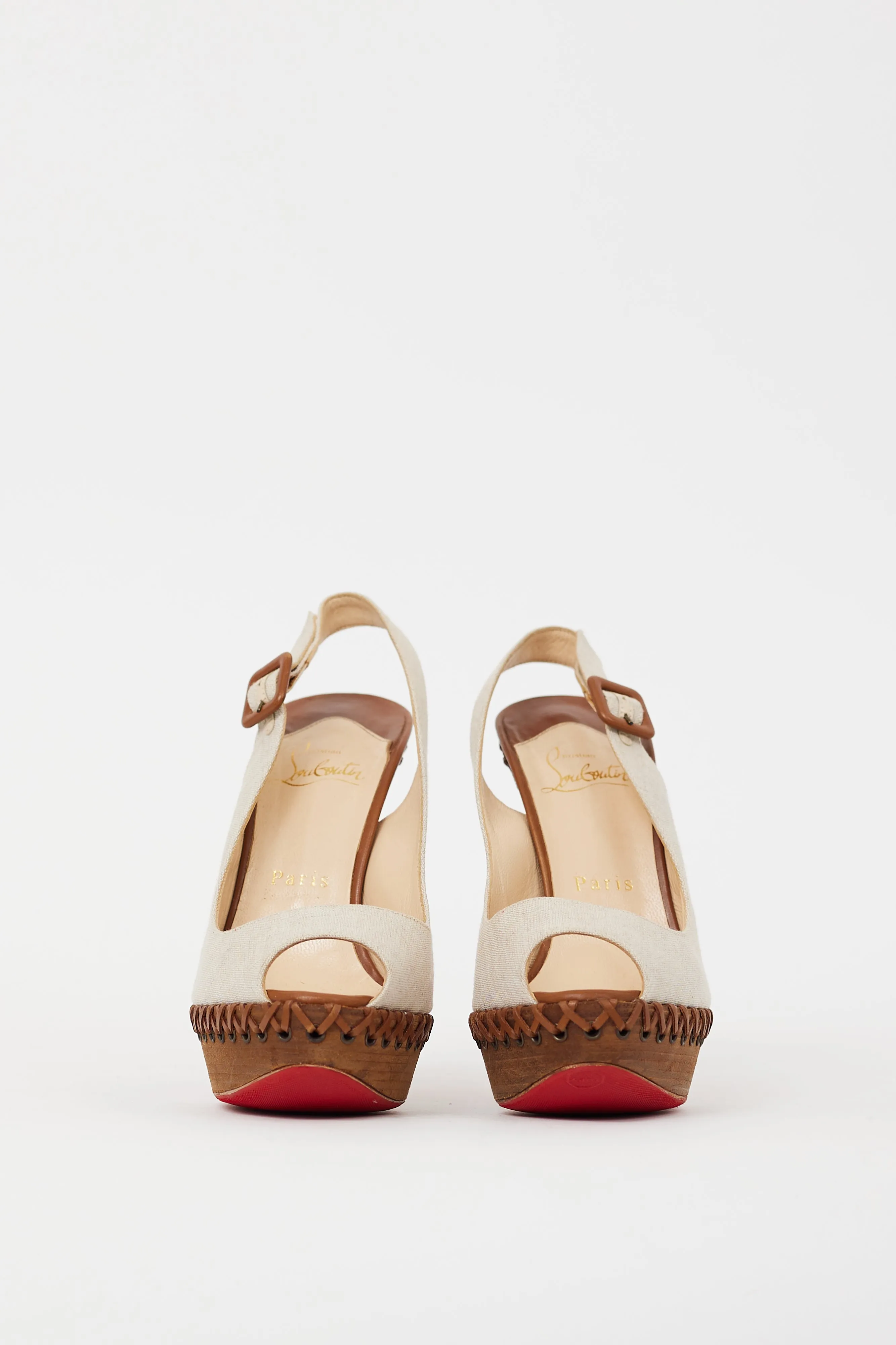 Beige Lady Indiana Cross Stitch Sandal