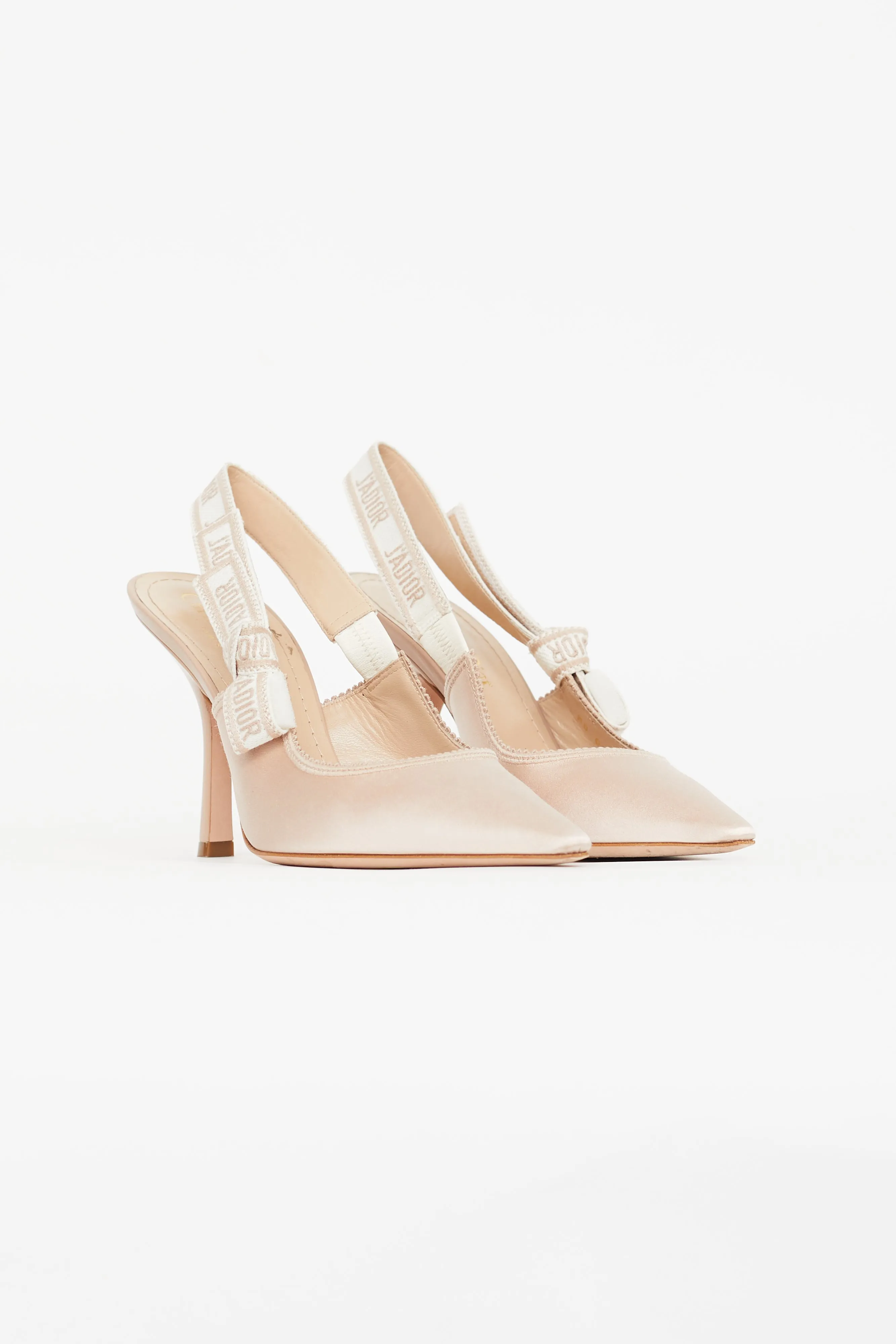 Beige Satin J'Adior Slingback Pump