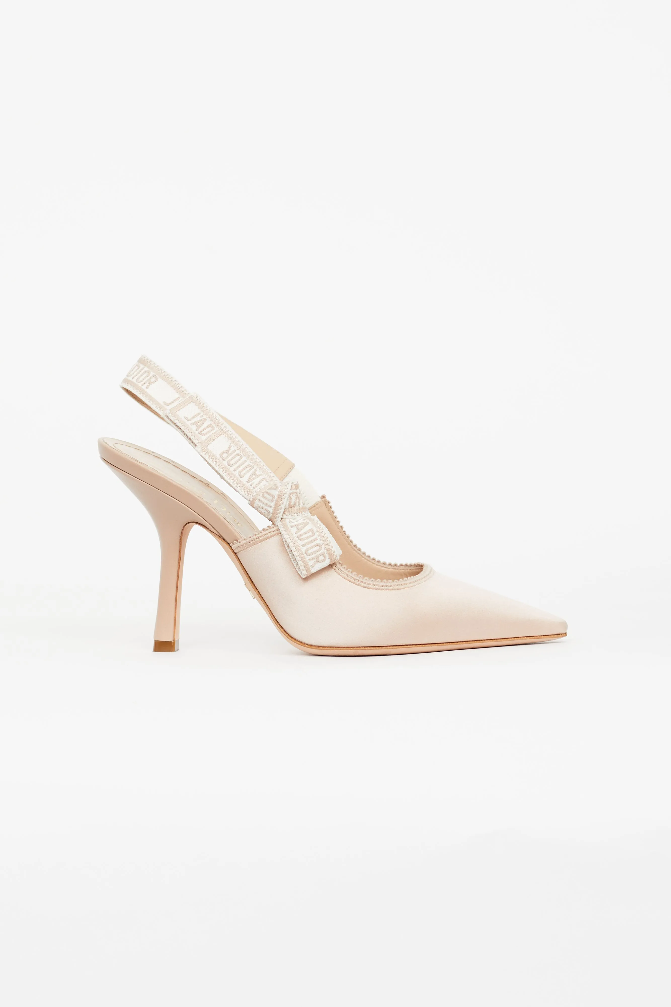 Beige Satin J'Adior Slingback Pump