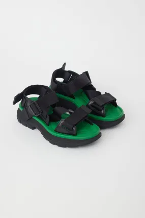 Black & Green Tread Platform Sandal