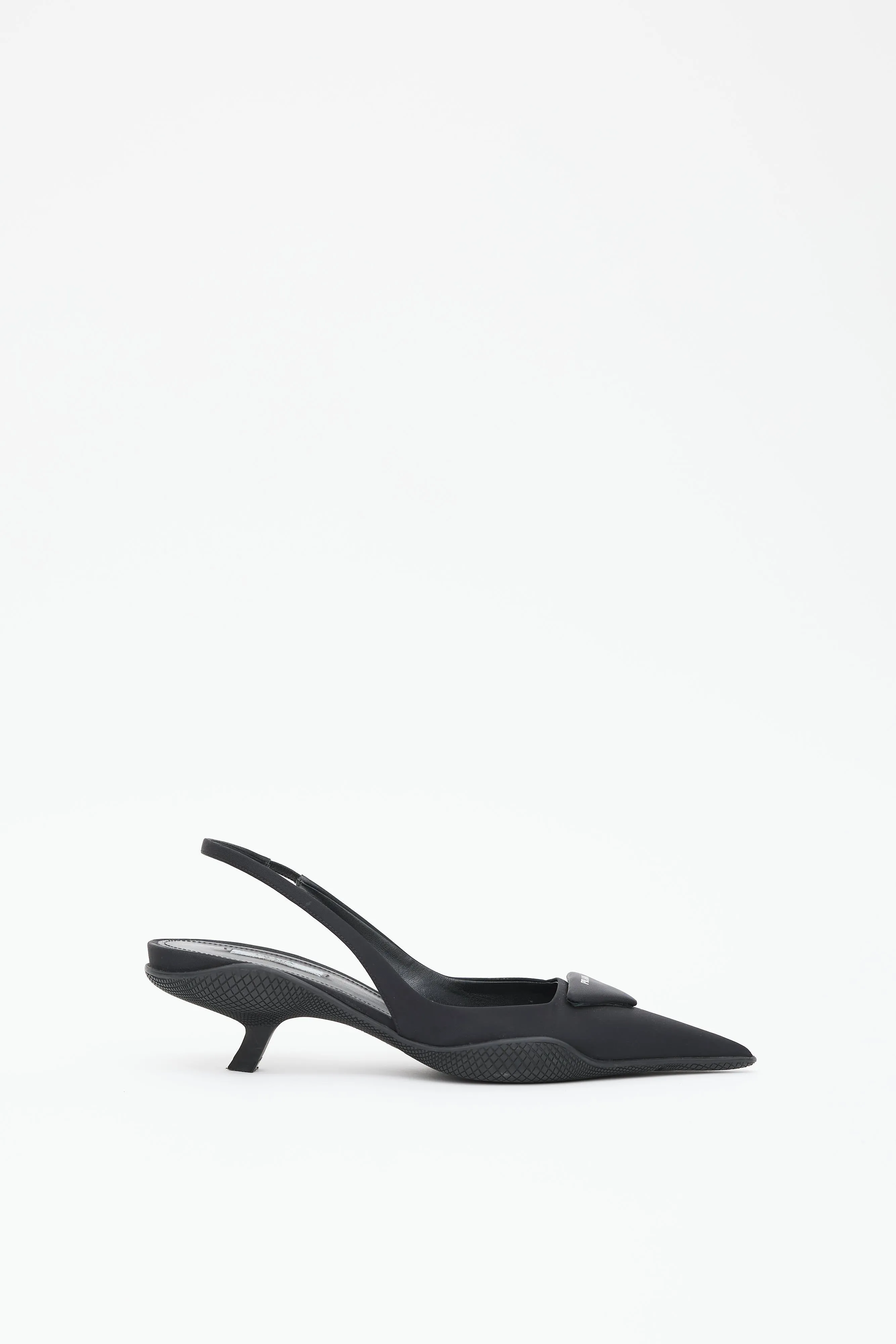 Black Nylon Logo Slingback