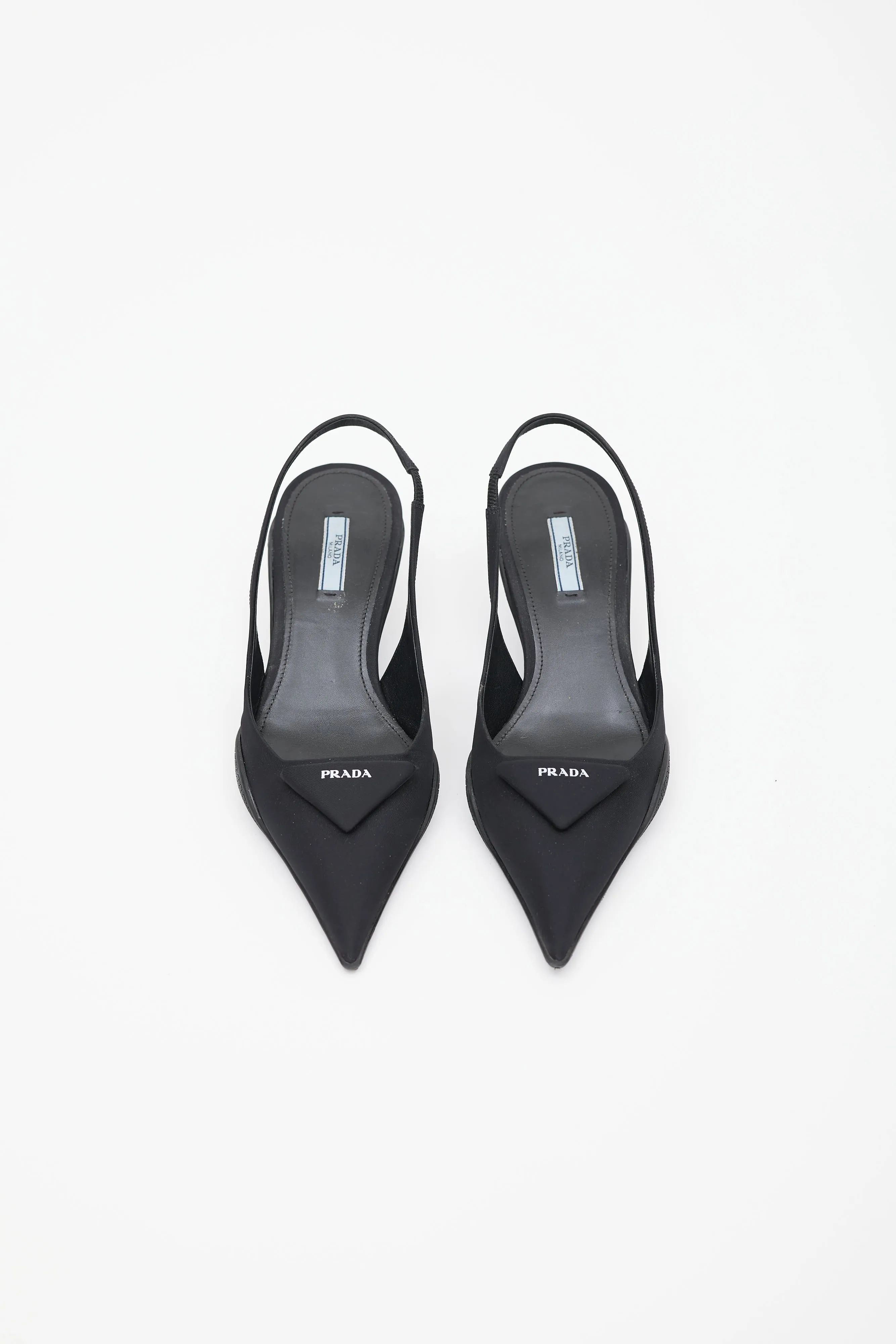 Black Nylon Logo Slingback