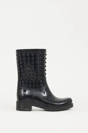 Black Rubber Garavani Rockstud Rain Boot