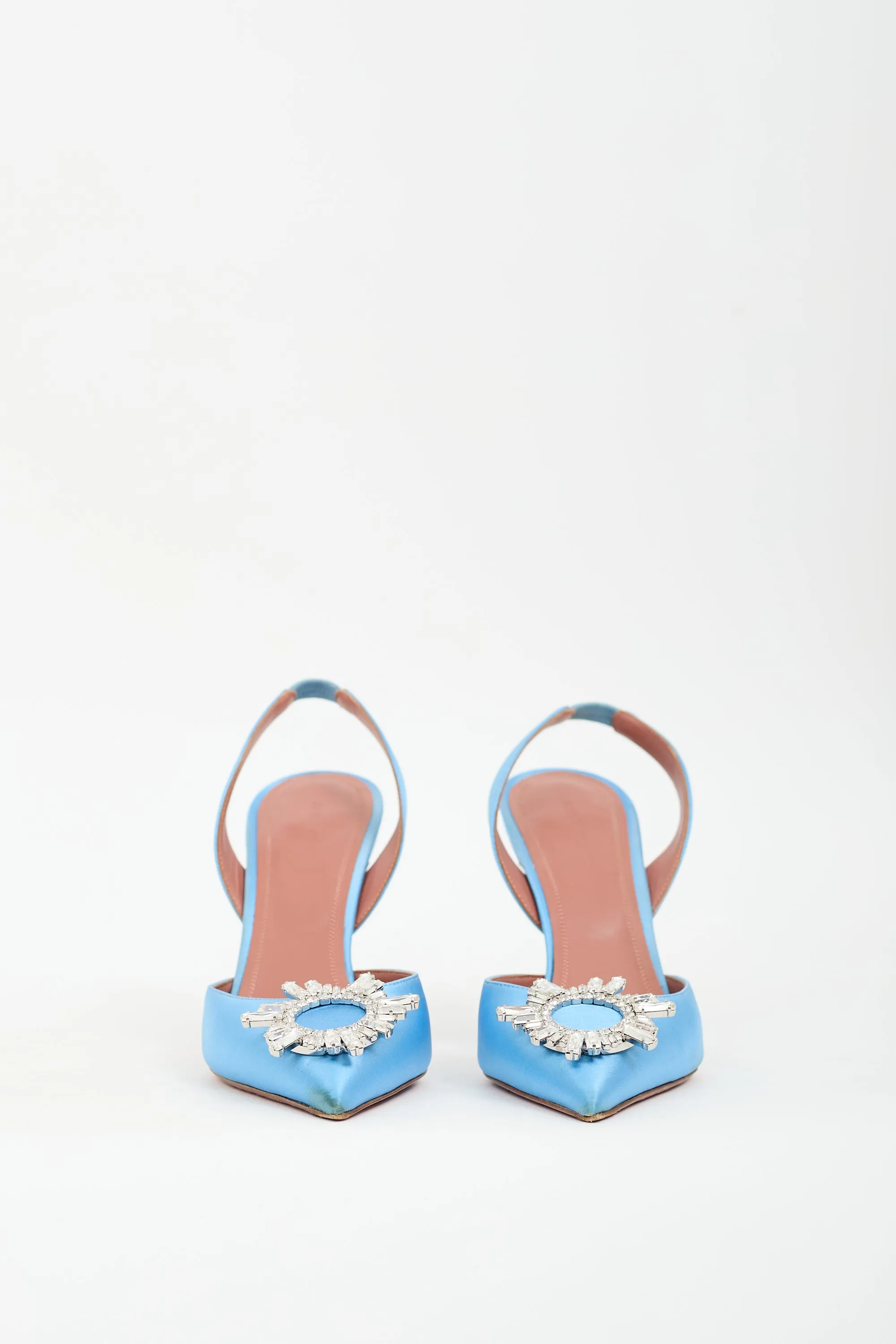 Blue Satin Begum Slingback Heel