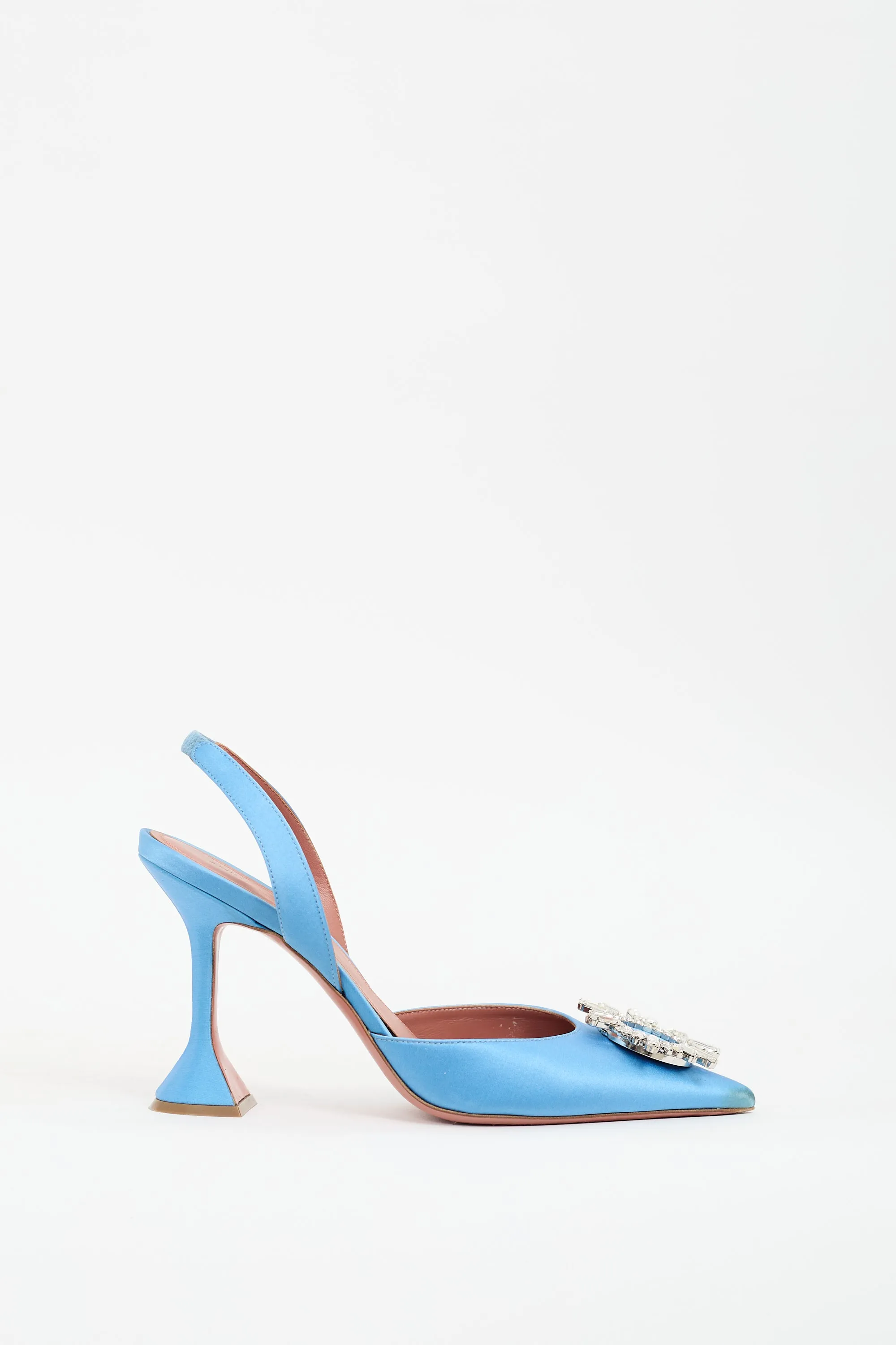 Blue Satin Begum Slingback Heel