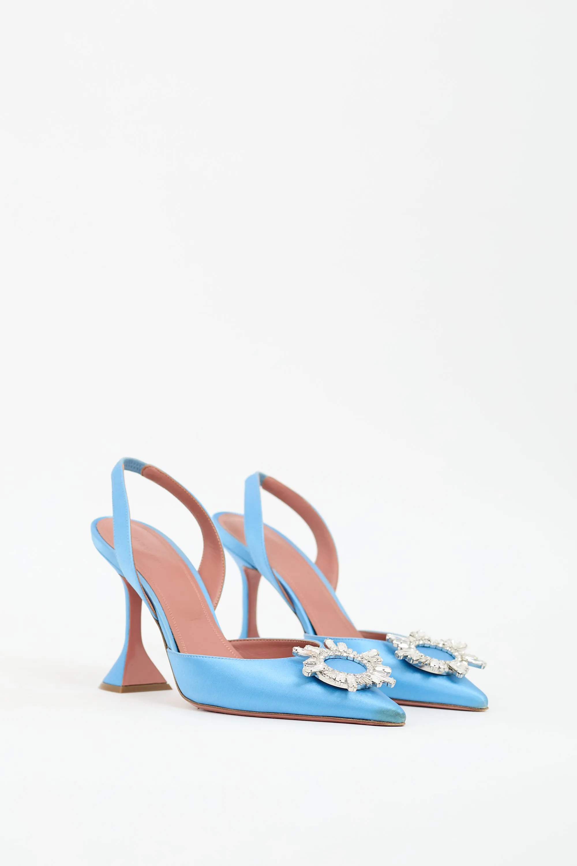 Blue Satin Begum Slingback Heel