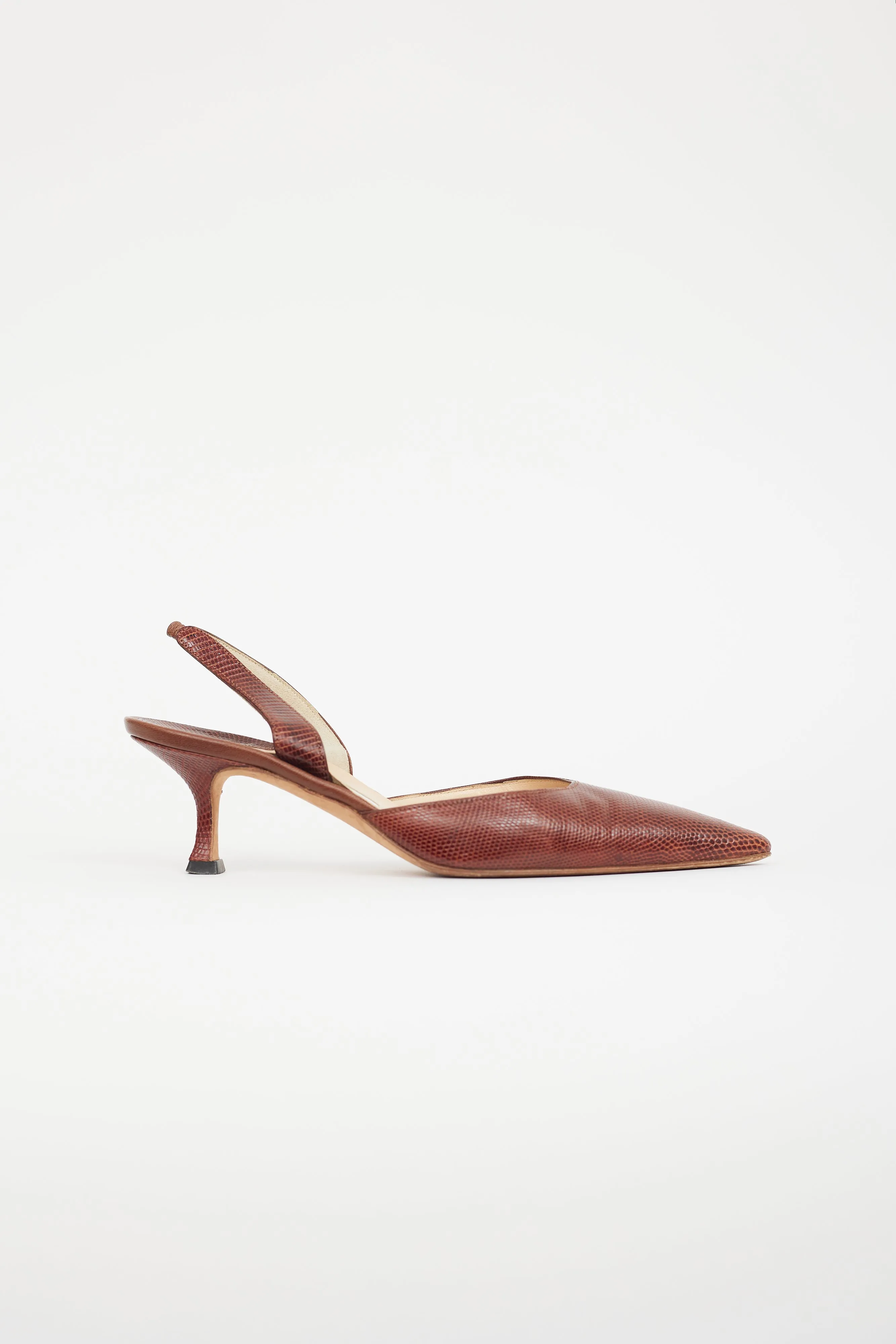 Brown Carolyne Embossed Slingback Pump