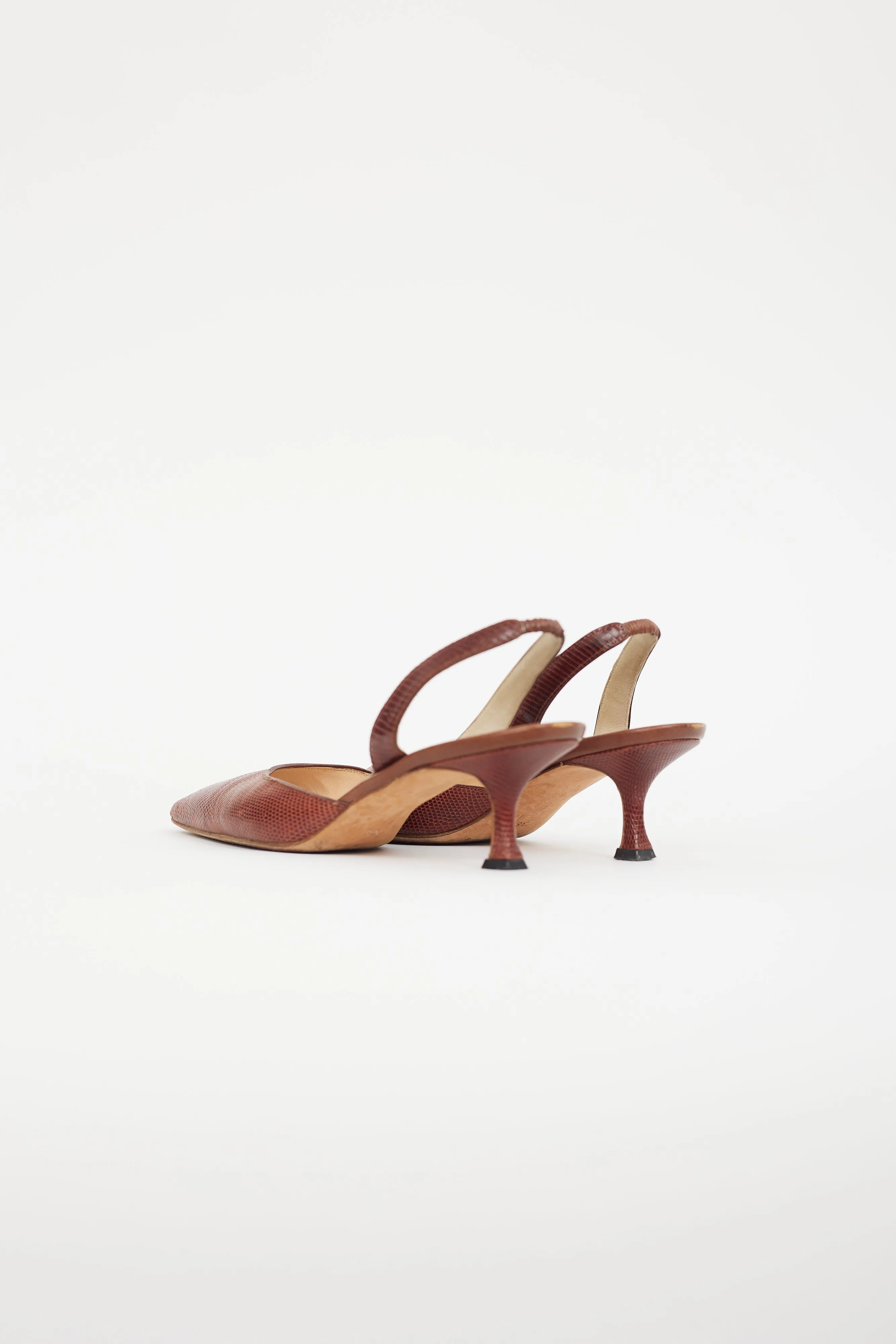 Brown Carolyne Embossed Slingback Pump