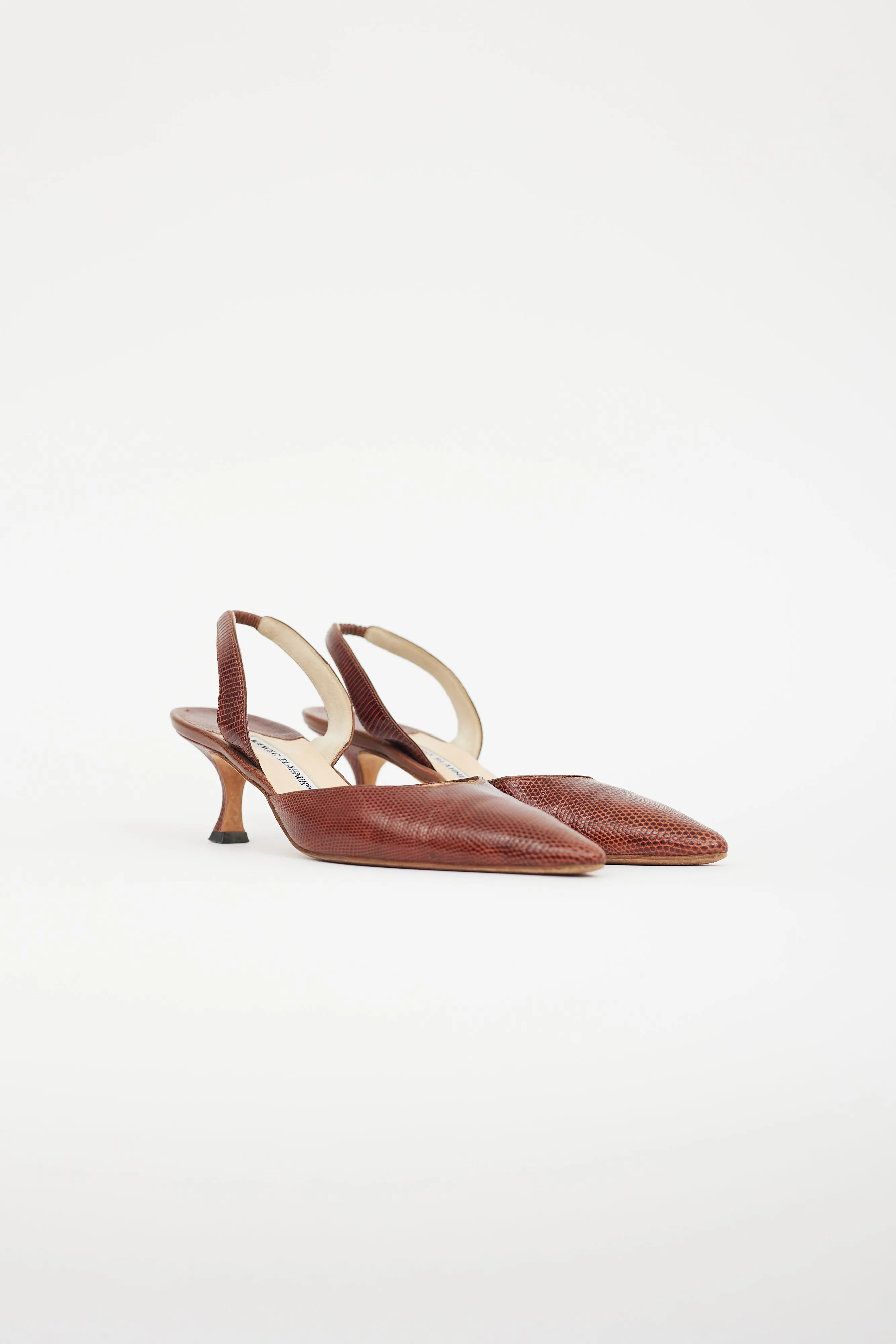 Brown Carolyne Embossed Slingback Pump