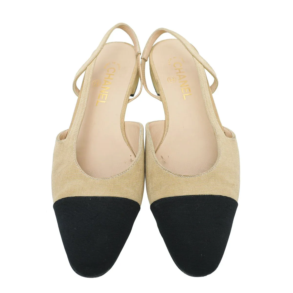 Chanel Bicolor CC Cap Toe Slingback Pump 40