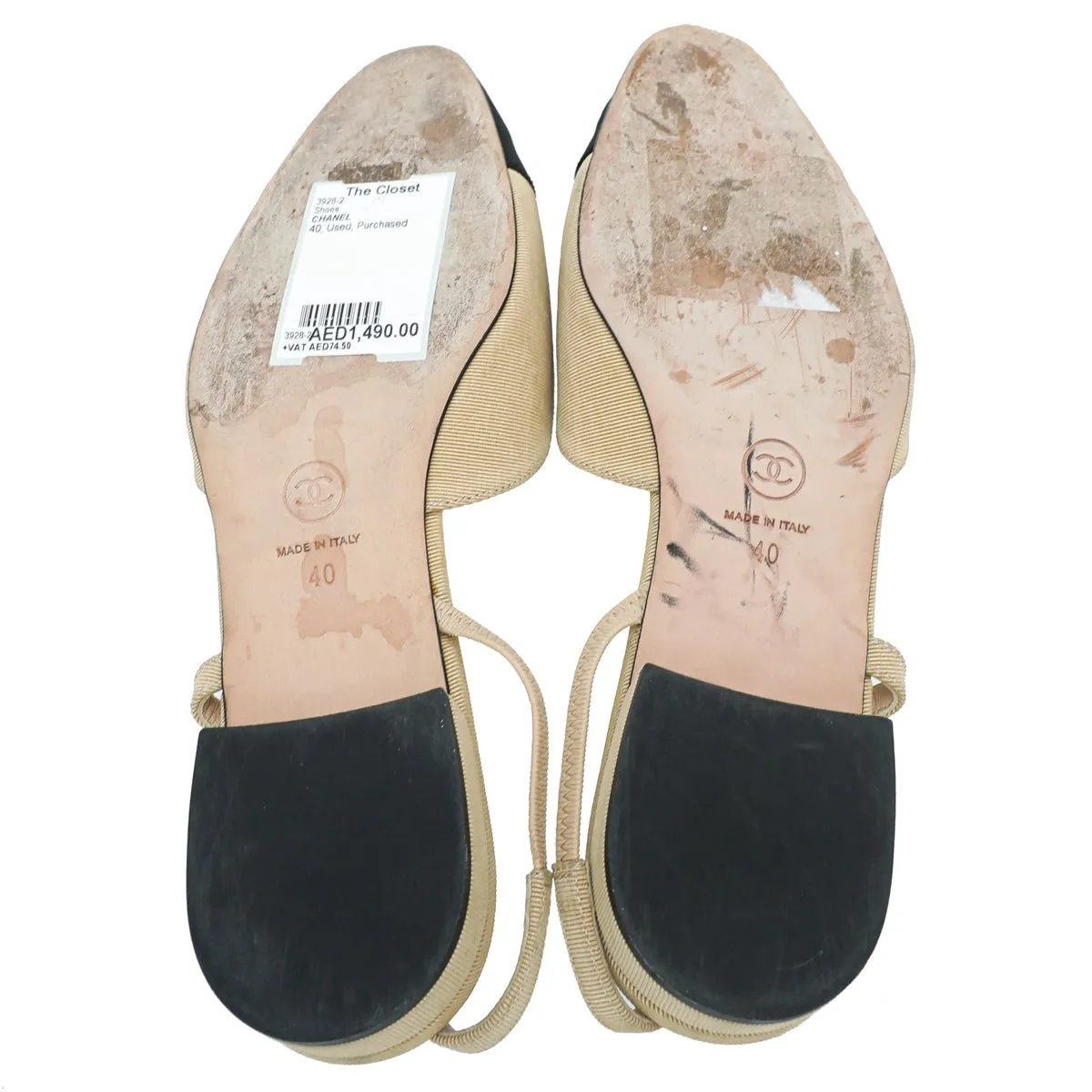 Chanel Bicolor CC Cap Toe Slingback Pump 40