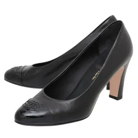 Chanel Black CC Cap Toe Pump 38
