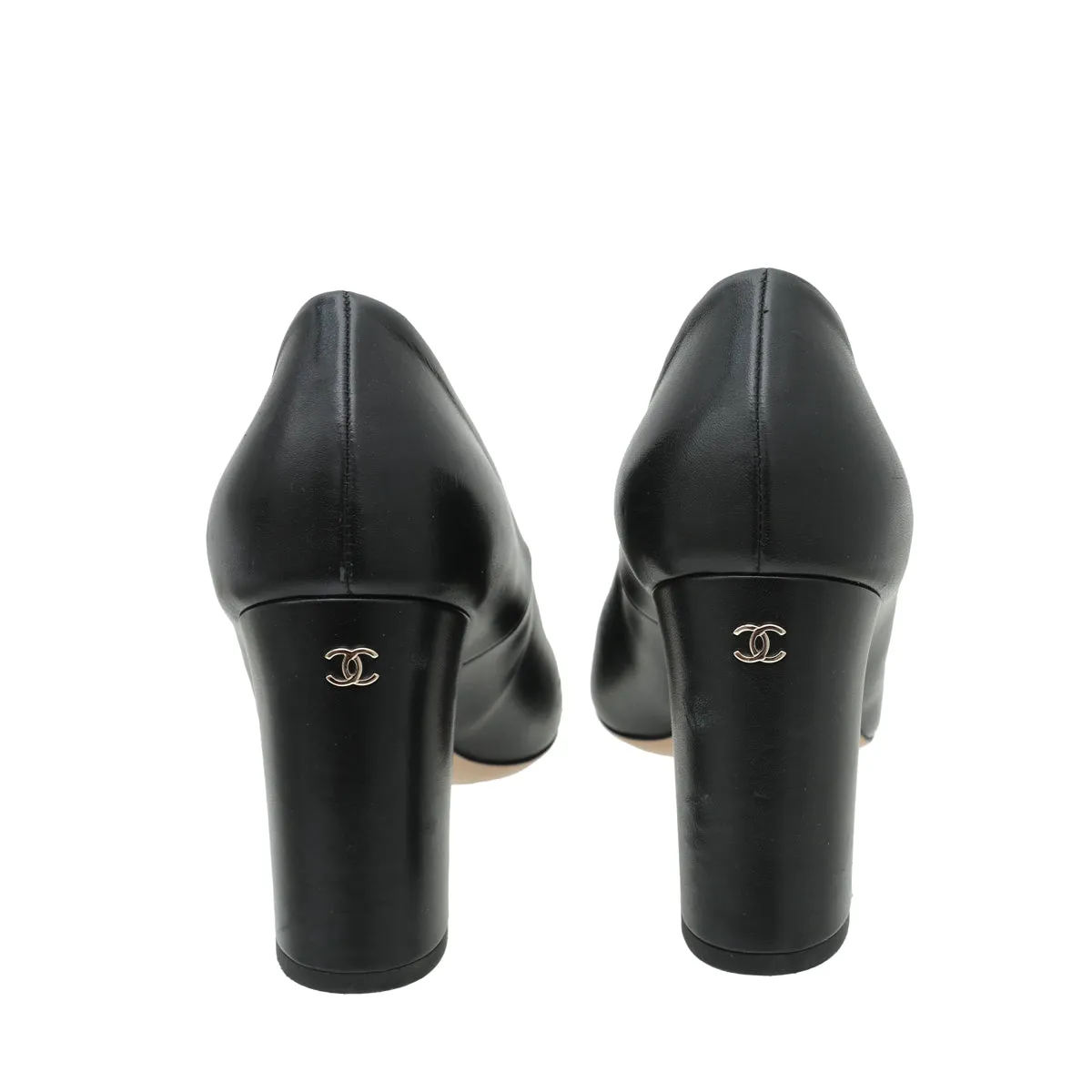 Chanel Black CC Chain Peep Toe Pump 39