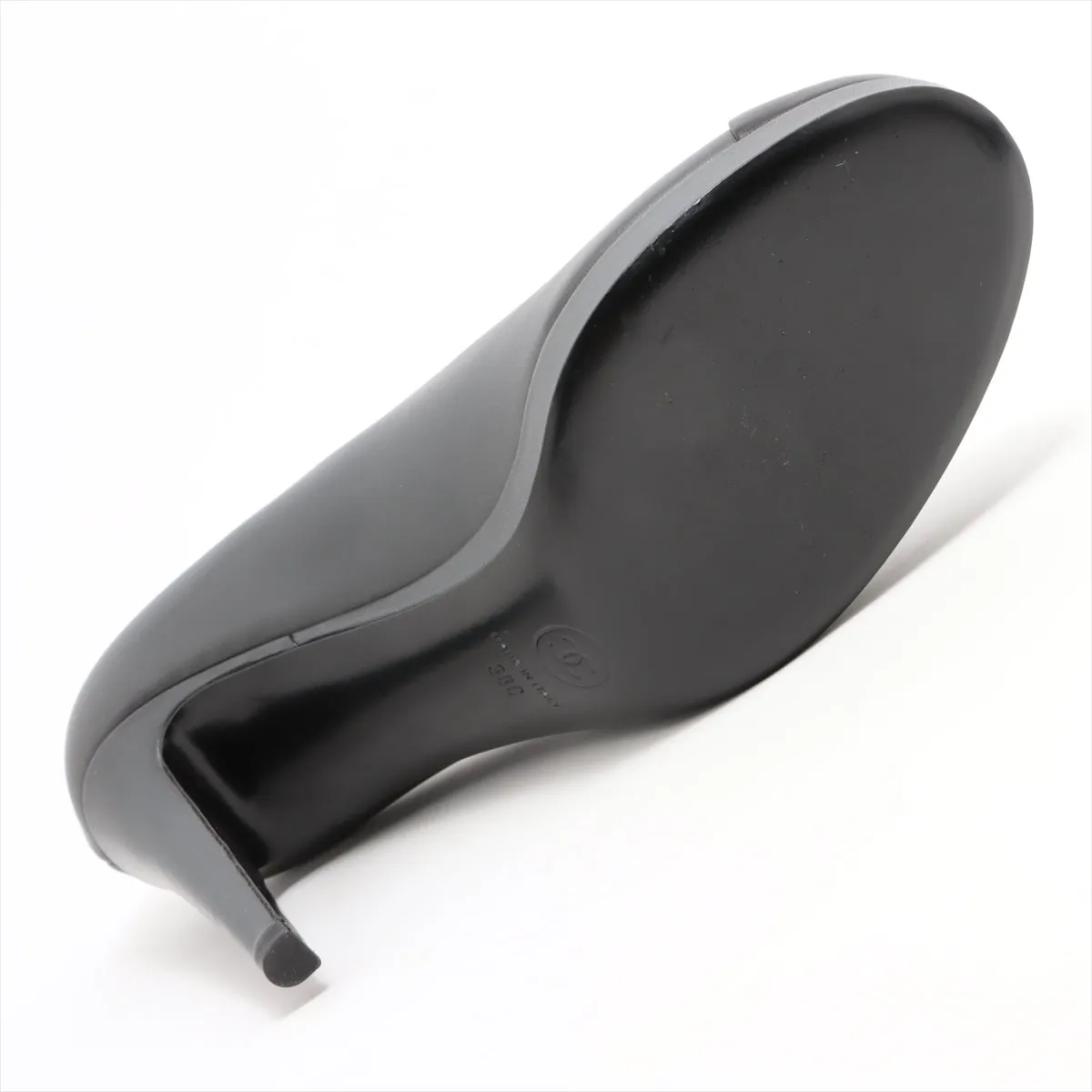 Chanel Coco Leather Pump 38C  Black X Grey G30389