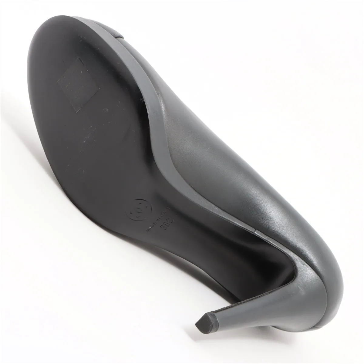 Chanel Coco Leather Pump 38C  Black X Grey G30389