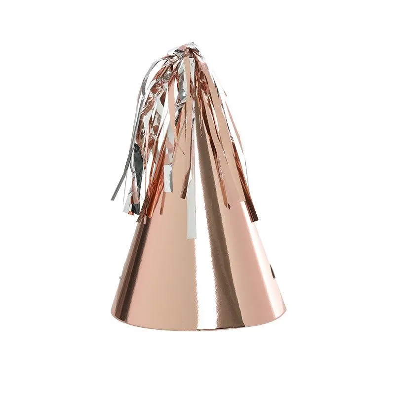 Metallic Rose Gold Tassel Topper Party Hats