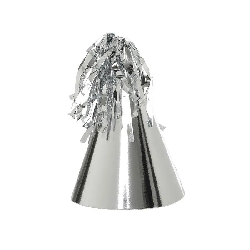 Metallic Silver Tassel Topper Party Hats