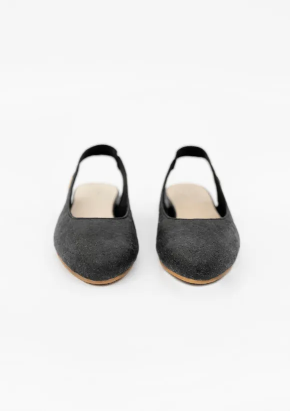 Sling Back Shoes in Charcoal